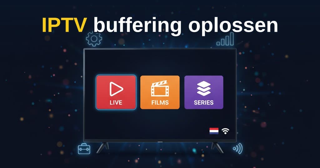 Persoon die IPTV buffering oplost op een smart-tv met afstandsbediening