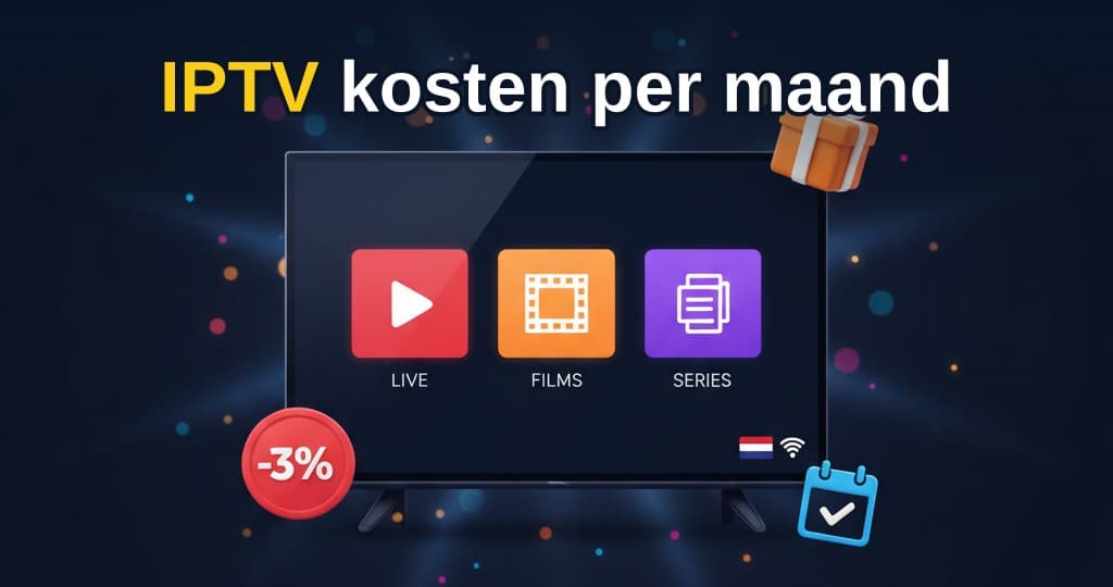 Vergelijking van IPTV abonnement kosten per maand met kalender en eurobiljetten op een bureau