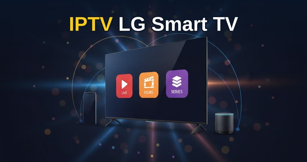 LG Smart TV met IPTV-app en zenderoverzicht op het scherm in een woonkamer