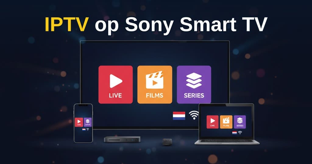 Sony Smart TV met Android TV toont IPTV Kopen abonnementsinterface op het scherm