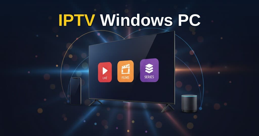 IPTV installatie op een Windows PC met een afstandsbediening en een groot scherm